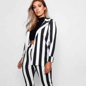 Boohoo Plus Black and White Suit